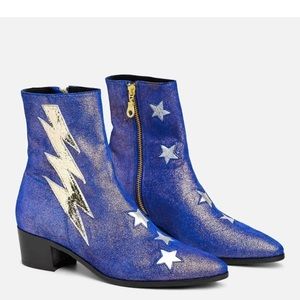 Davos Gomma Glitter Boots Round Toe Short Block Heel Ankle Boots size 38 (7.5)